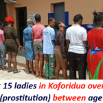 Police arrest 15 ladies in Koforidua over alleged sex trafficking (prostitution) between age 15 and 35.