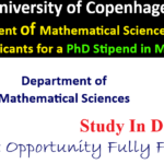 University of Copenhagen Department of Mathematical Sciences (MATH) Invites Applicants for a PhD Stipend in Mathematics.