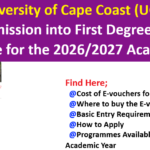 University of Cape Coast (UCC) Has Open Admission into First Degree (Regular) Programme for the 2026/2027 Academic Year.  
