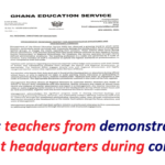 GES bans teachers from demonstrating and picketing at headquarters during contact hours.