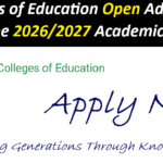 Colleges of Education Open Admission for the 2026/2027 Academic Year.