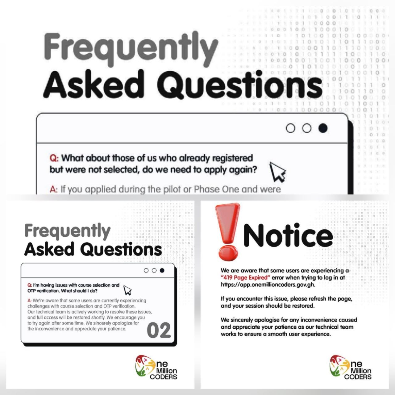 One Million Coders Program Registration: Common Concerns/Challenges and What to Do.