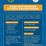 2026 GTVETS Nationwide Recruitment Application Open For Teaching & Non-Teaching Staff Positions – Apply Now.