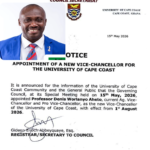 University of Cape Coast has Appointed a New Vice-Chancellor.
