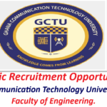 Academic Recruitment Opportunities at Ghana Communication Technology University (GCTU) Faculty of Engineering, 2026.