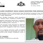 Police Declare Arabic Tutor Wanted for Allegedly Defiling Two Minors
