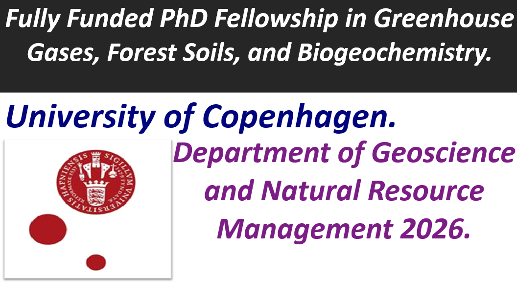 Fully Funded PhD Fellowship in Greenhouse Gases, Forest Soils, and Biogeochemistry Department of Geoscience and Natural Resource Management, University of Copenhagen.