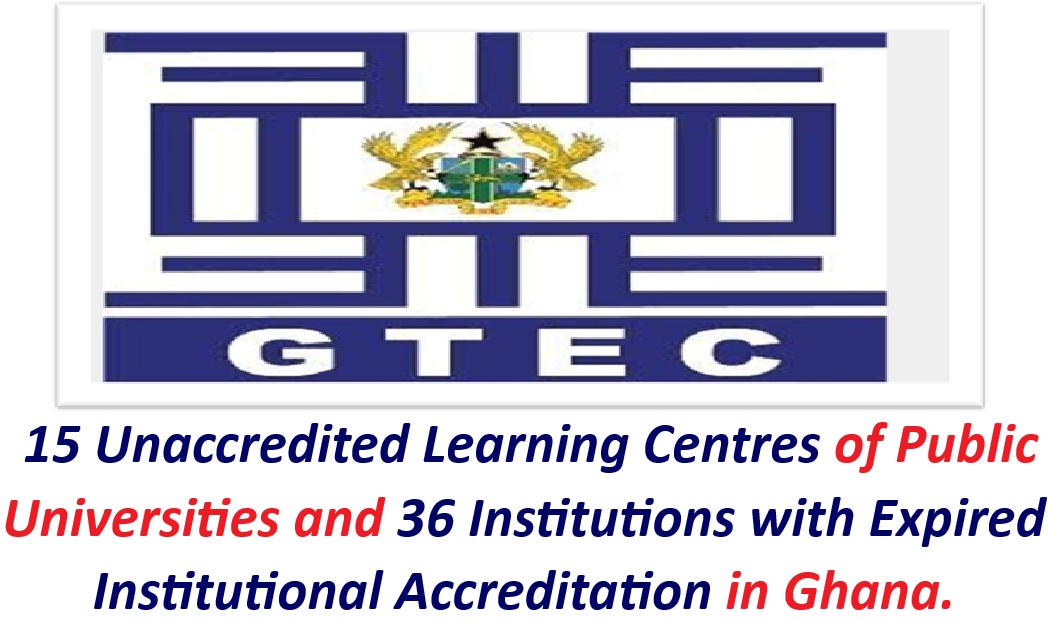GTEC: 15 Unaccredited Learning Centres of Public Universities and 36 Institutions with Expired Institutional Accreditation in Ghana.