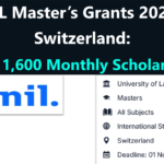 UNIL Master’s Grants 2027 in Switzerland: CHF 1,600 Monthly Scholarship.