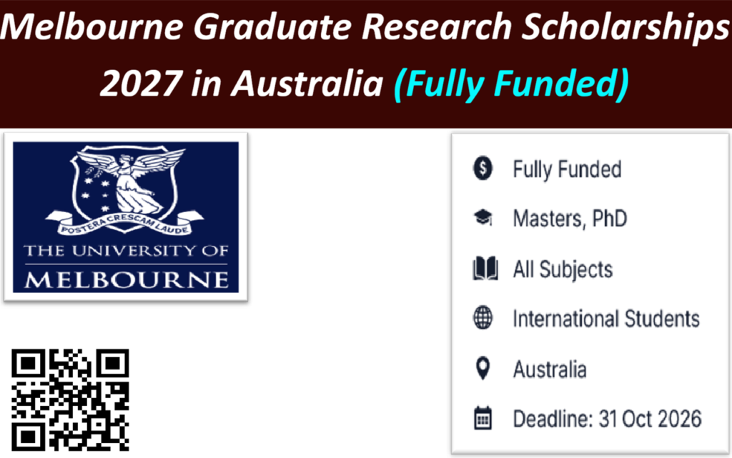 Melbourne Graduate Research Scholarships 2027 in Australia: Fully Funded