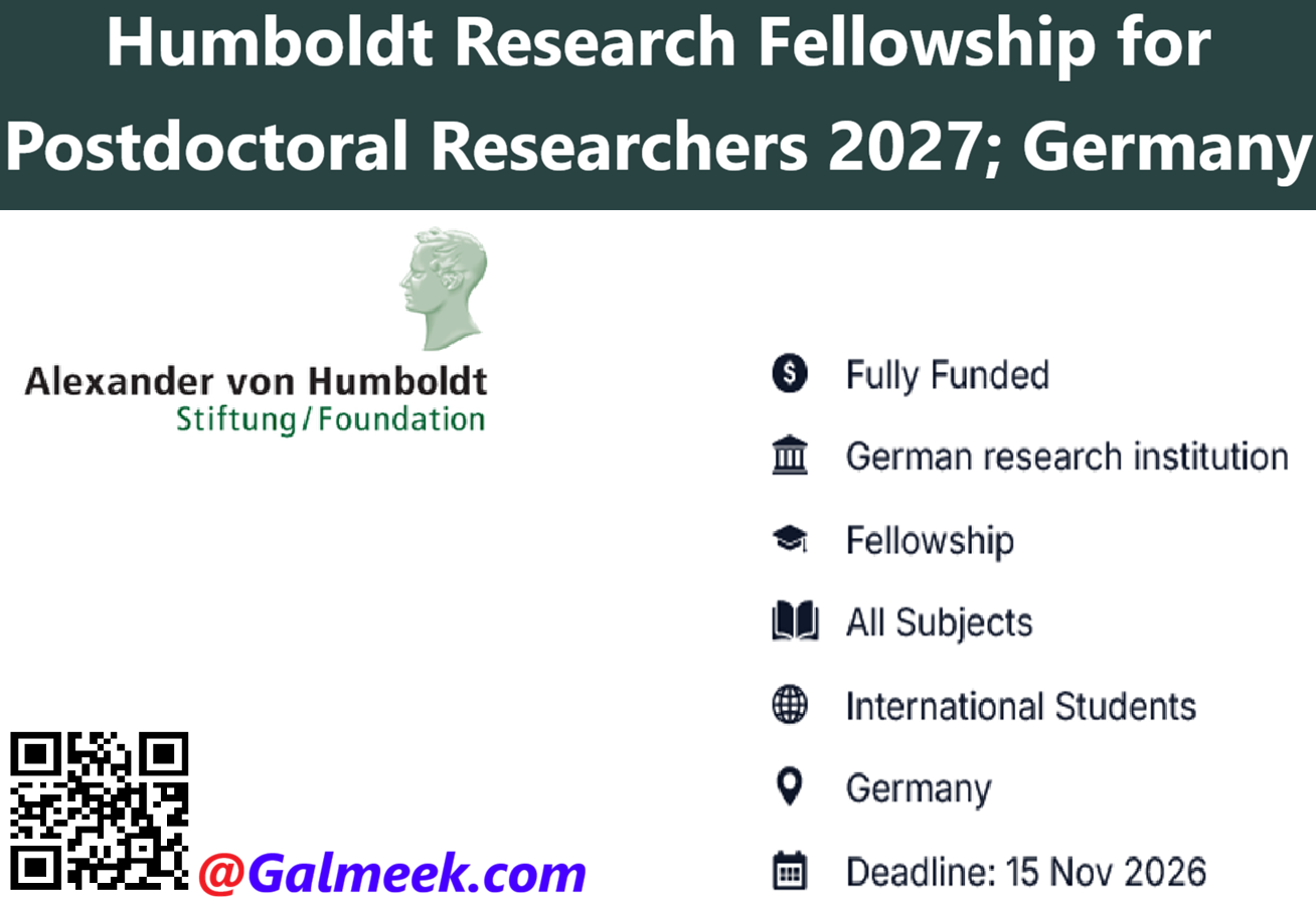 Humboldt Research Fellowship for Postdoctoral Researchers 2027; Germany