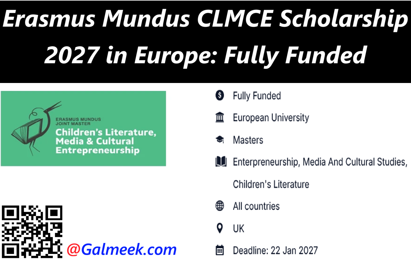 Erasmus Mundus CLMCE Scholarship 2027 in Europe | Fully Funded