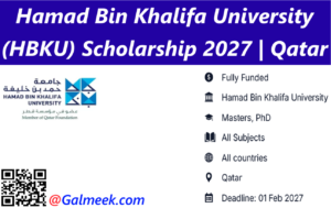 Hamad Bin Khalifa University (HBKU) Scholarship 2027.