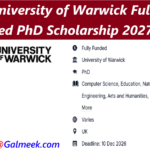 University of Warwick Fully Funded PhD Scholarship 2027 | UK
