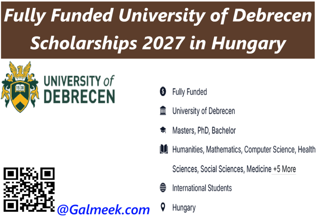Fully Funded University of Debrecen Scholarships 2027 in Hungary.