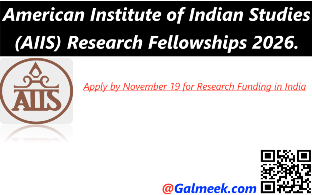 American Institute of Indian Studies (AIIS) Research Fellowships 2026.