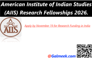 American Institute of Indian Studies (AIIS) Research Fellowships 2026.